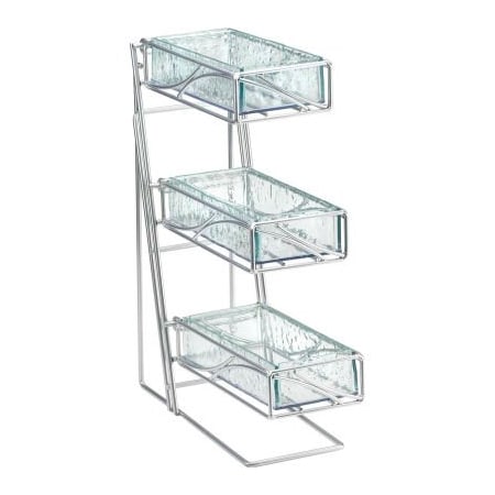 Cal-Mil Cal-Mil 3 Tier Flatware Display With Bamboo Bins 5-1/4"W x 14"D x 18"H Silver 1235-39-60